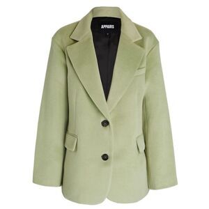 Apparis Blazer Womens Size Small Green Solid Long Sleeve Two Button Pockets NWOT